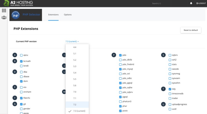 Changing your version of PHP in cPanel.