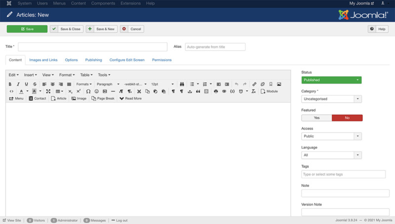 Joomla article editor