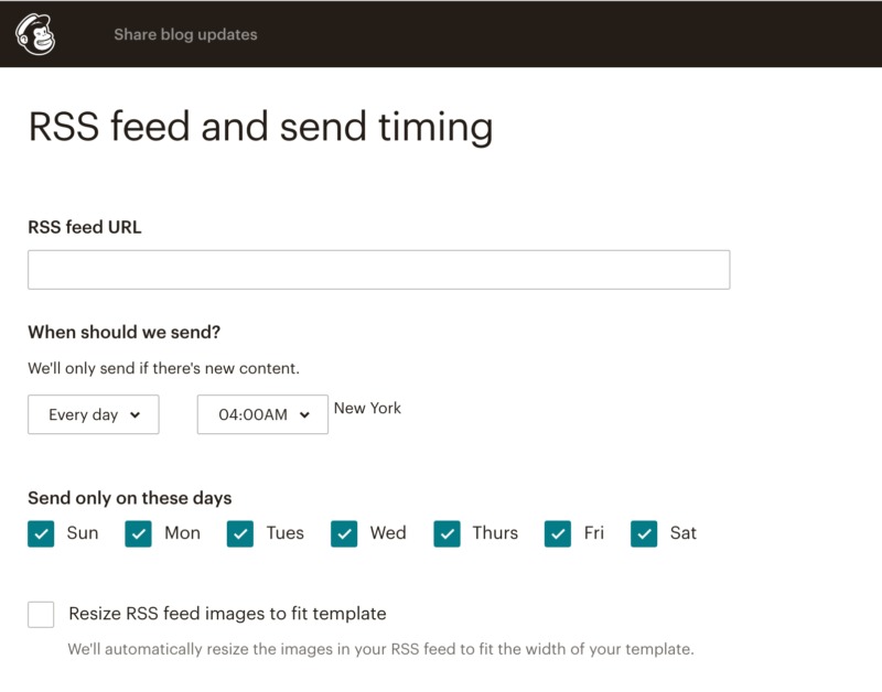 Mailchimp's RSS schedule. 