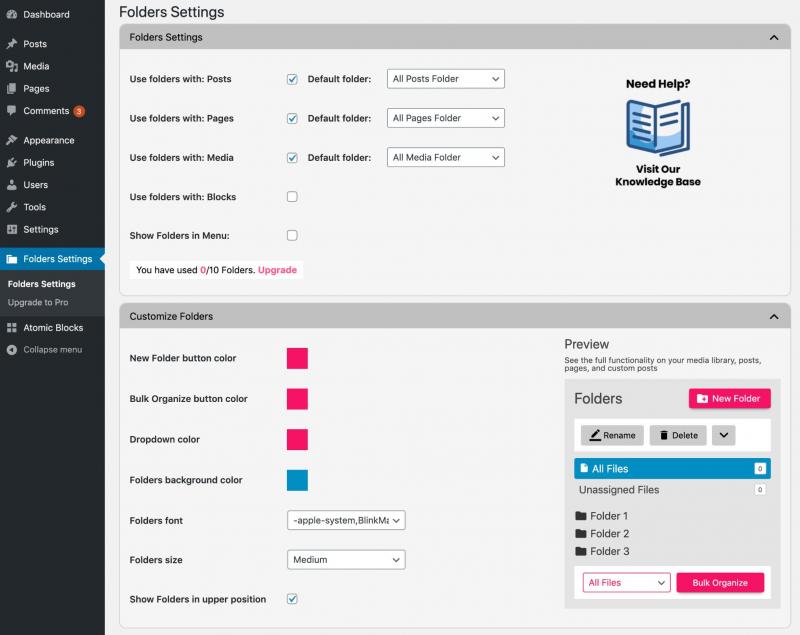 Image files organized in WordPress with the Folders Media Library plugin.