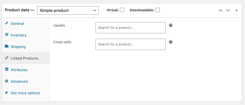 WooCommerce's linked products menu.