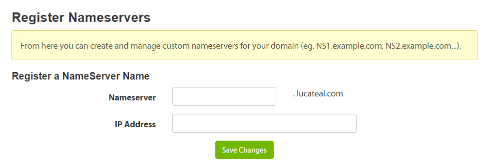 Registering a new nameserver.