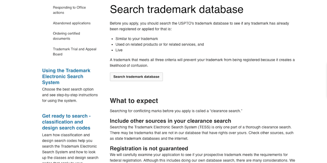 The American trademark database.