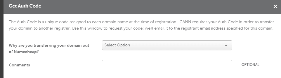 Getting an authorization code for your domain transfer.