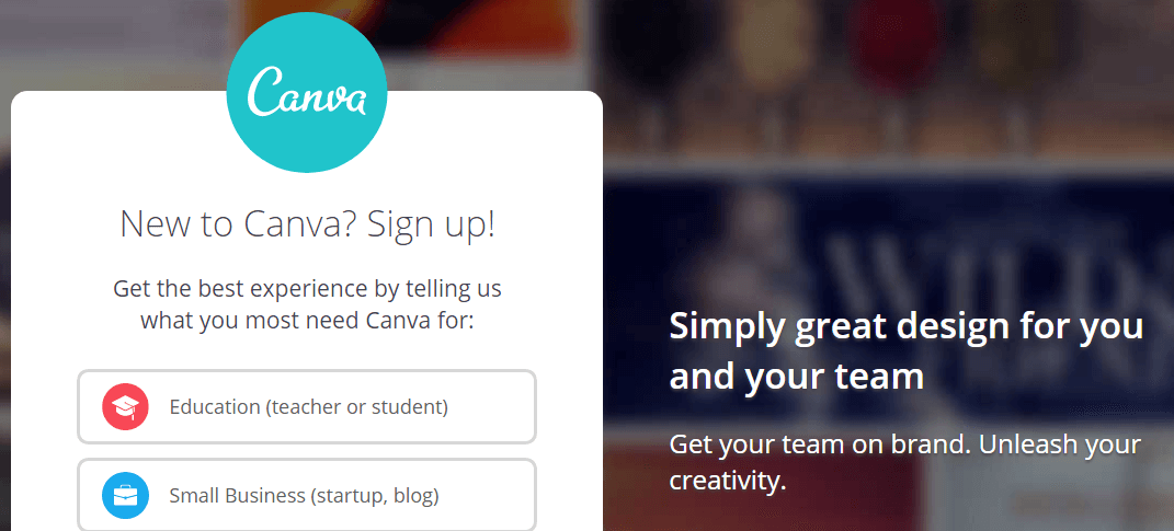 The Canva homepage.