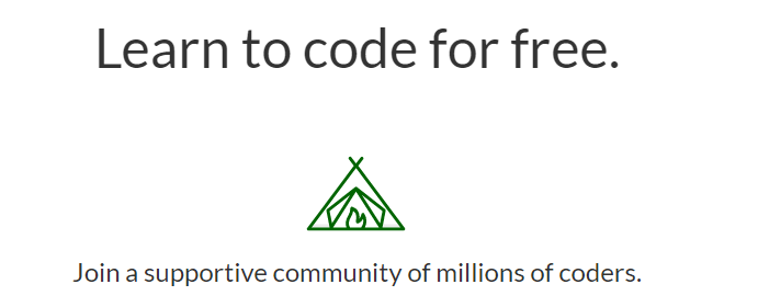 The freeCodeCamp homepage.