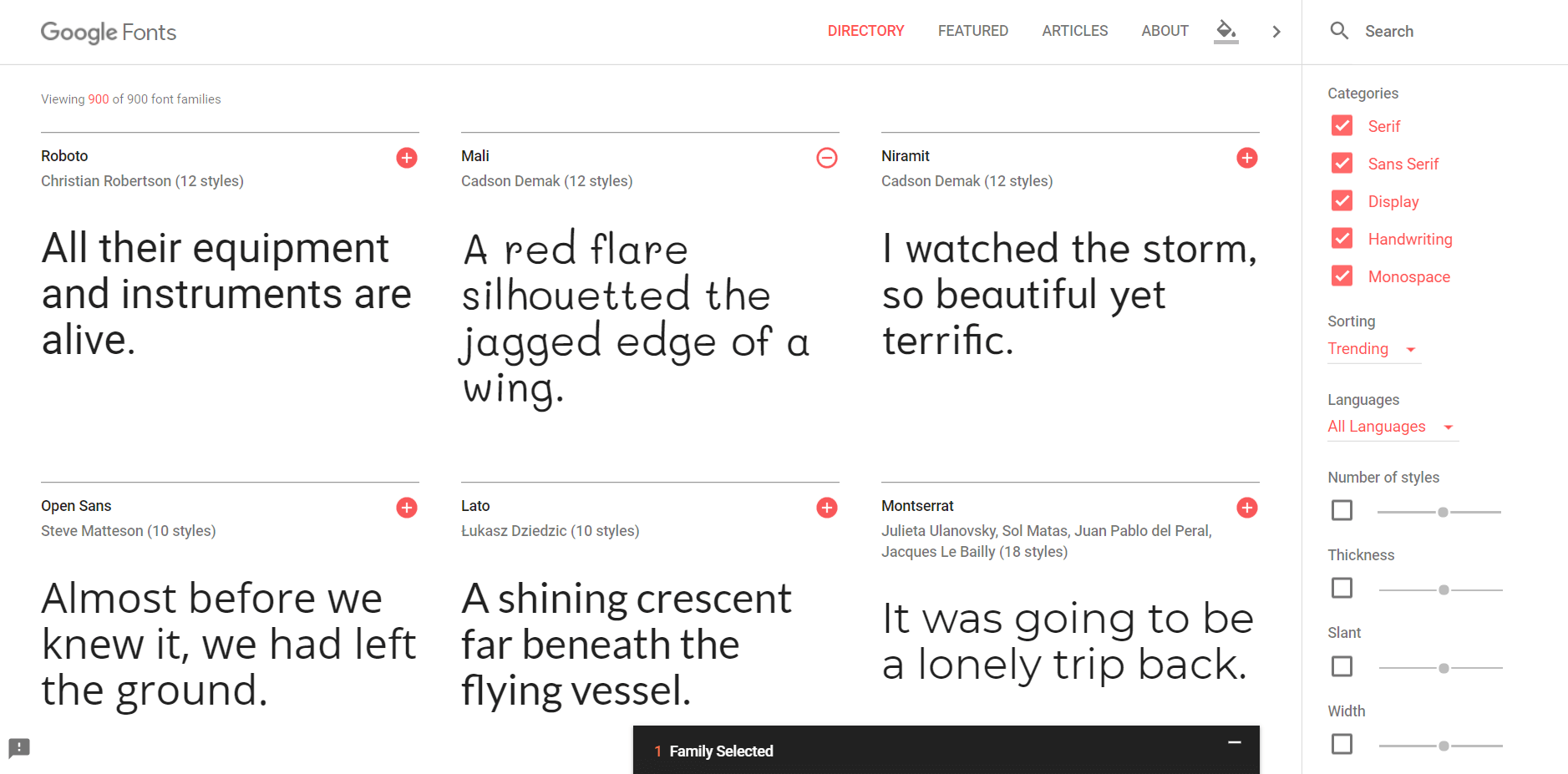 The Google Fonts website.