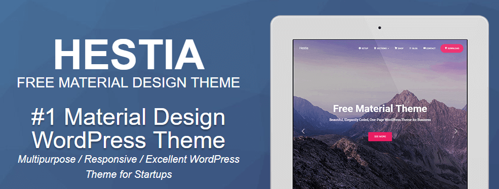 The Hestia WordPress theme.