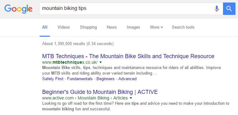 mountain biking search results