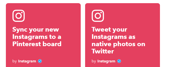 Choosing form all the available Instagram applets.