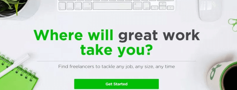 The Upwork homepage.