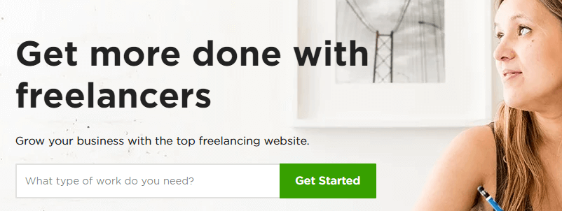 The Upwork homepage.