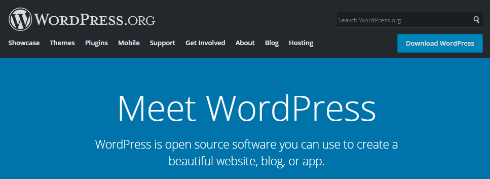 The WordPress.org homepage.