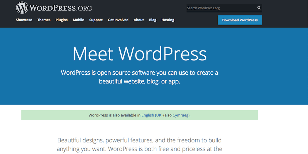 The WordPress website.