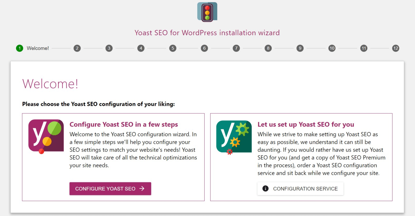 The Yoast configuration wizard.
